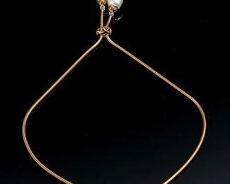 18k Gold Diamond Double Pearl Drop Lariat Necklace	17in Long  x 2.5mm diameter. Pearls: 12mm	
