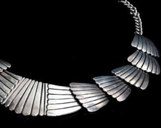 White Hogan Sterling Silver Necklace Navajo Native American 	16in Long  Center medallion: 60x35mm	
