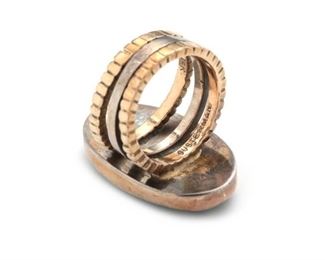 14k Gold & Sterling Silver Gusterman Santa Fe Modern Ring Malachite & Lapis 	Size: 7.5 Center: 30x18mm	
