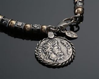 SILPADA Sterling Silver Coin Beaded Bracelet	7.5in Long 	
