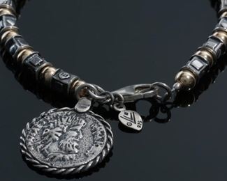 SILPADA Sterling Silver Coin Beaded Bracelet	7.5in Long 	
