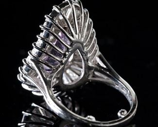 Platinum Diamond & Light Purple Amethyst Cocktail Ring