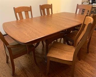 007 Custom Amish Dining Table and Chairs