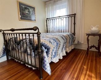 STURDY IRON BED AND BEDDING