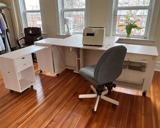 SEWING STATION IN ITS OPENED UP POSITION