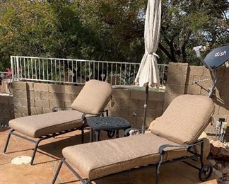Patio Chaise Lounge, Side Table, Patio Umbrella