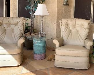 Swivel Recliners , End Table, Table Lamp