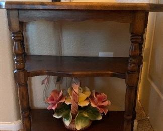 Small Vintage Table, Bookends, Porcelain Capodimonte (as is)