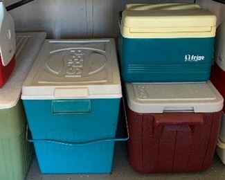 Assorted Coolers, Vintage Pepsi Cooler too!