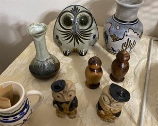 owl collection sample , Ken Edwards ceramics folk art