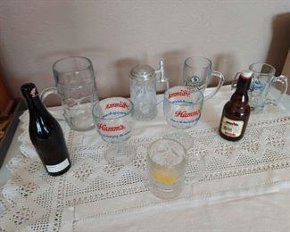Glass Beer Steins, Mugs, Bottles