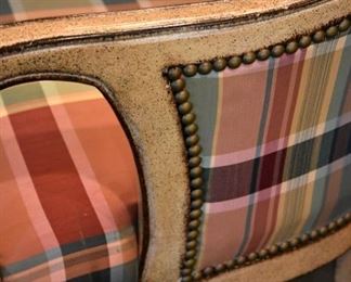 French Painted designer chair with nail-head trim (detail)