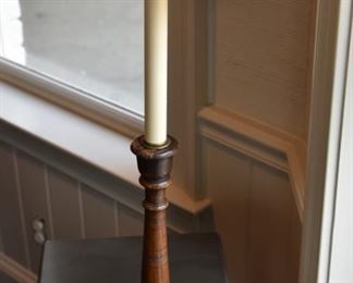 Walnut candlestick lamps (pair) 