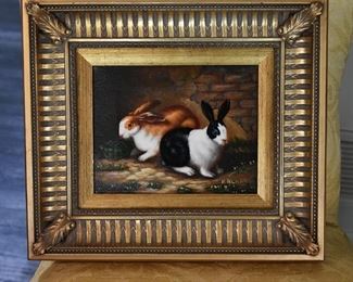 bunny/rabbit framed painting