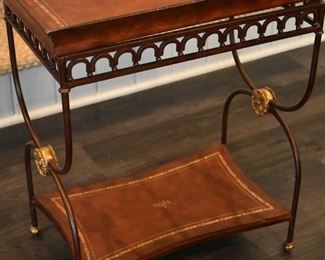 Leather  and Iron bar table / side stand