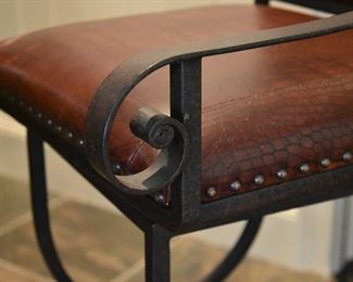 bar stools, set of 5/five (detail) Alligator motif leather