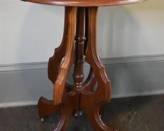 Antique Walnut Victorian side table with original porcelain casters