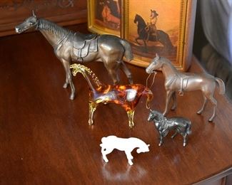 small horses, metal, glass