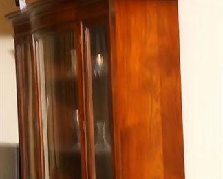 Vintage Hutch with class door and 3 shelves. Matching dining room table that sits 8 and folds down to 2 goes with it.