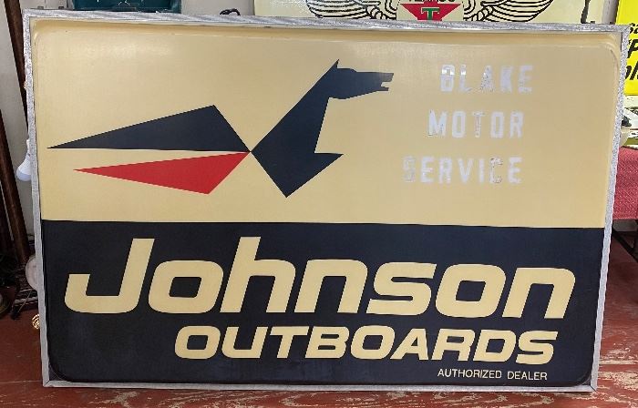 Double Sided Johnson Outboards Dealer Sign