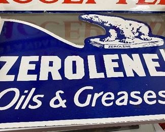 Double Sided Zerolene Porcelain Oils and Greases Sign
