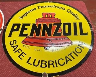 Porcelain Pennzoil Safe Lubrication Sign
