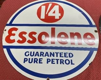 Porcelain 1/4 Essolene Petrol Sign