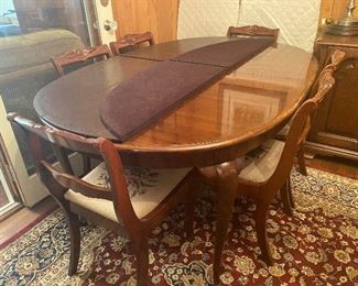 Dining Room Table with Six Needlepoint Chairs