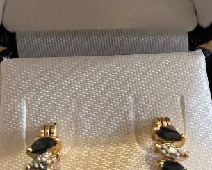 18K Gold Over Sterling Sapphire and Diamond Earrings