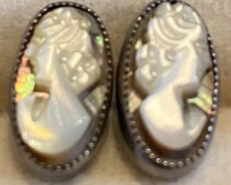 Small Sterling Cameo Earrings