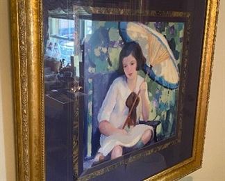 Female with Umbrella Themed Print