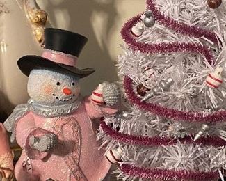 Breast Cancer Christmas Snowman and Tree