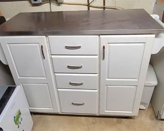 Movable Aluminum top Kitchen Work Table/White Finish