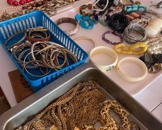 Vintage jewelry, beads, necklaces, bangles, bracelets.
