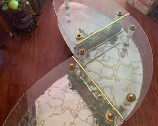 3 piece coffee table, vintage, hollywood regency. Has a chip in glass