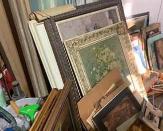 Artwork, frames, prints, paintings.