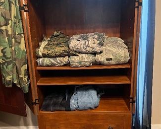Cabinet & mens hunting clothes