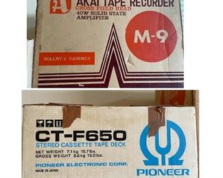 Vintage Akai M-9 TAPE Recorder, in original box. Vintage Pioneer Tape Deck CT-F650., in original box.