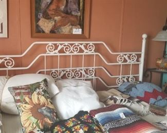 Iron king size headboard. Includes mattress and box springs