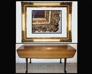 Vintage Drop Leaf Table and HUGE Ornate Mirror