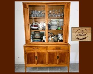 Nice Looking Drexel China Cabinet showing some of the HUGE Amount of China and Glassware Available 