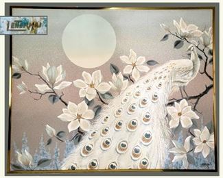 HUGE and Beautiful Painting Signed Letterman.  “Letterman” paintings were manufactured in the 1970s by screen-printing oil paints onto canvases, and were sold at JCPenney’s 