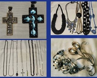 10K Gold Cross, Sterling Silver Cross, Funky Costume Pieces, Sterling Chains and Sterling Brooches 