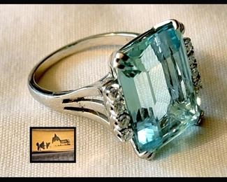 14K White Gold and Large Topaz Ring
