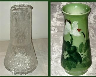Iittala Decanter and Asian Vase Signed