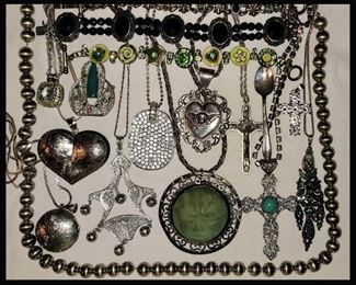 Large Selection of Sterling Silver Pendants, Chains and Bracelets