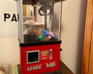 Vintage mechanical crane bank