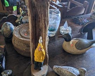 Carved wood fisherman