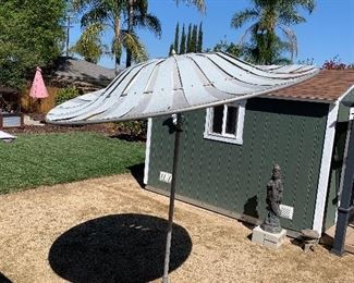 Super rare vintage all aluminum rotating patio umbrella