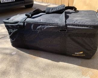 3 light Tungsten lighting kit with two floods,  and a spot, cool hold handles and umbrella mounts. Heavy duty adjustable light kit bag with compartments and safe transport padding. Includes Edison bulbs.